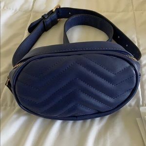 Blue Quilted Fanny Pack